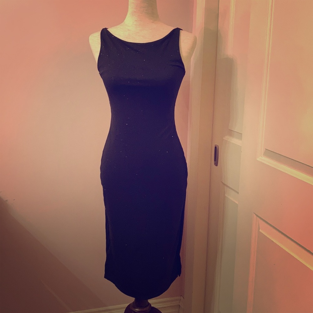 Stunning reversible black tango dress w/ open back